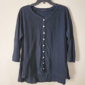 Cutloose Cotton Henley Tunic Top Black Size Medium